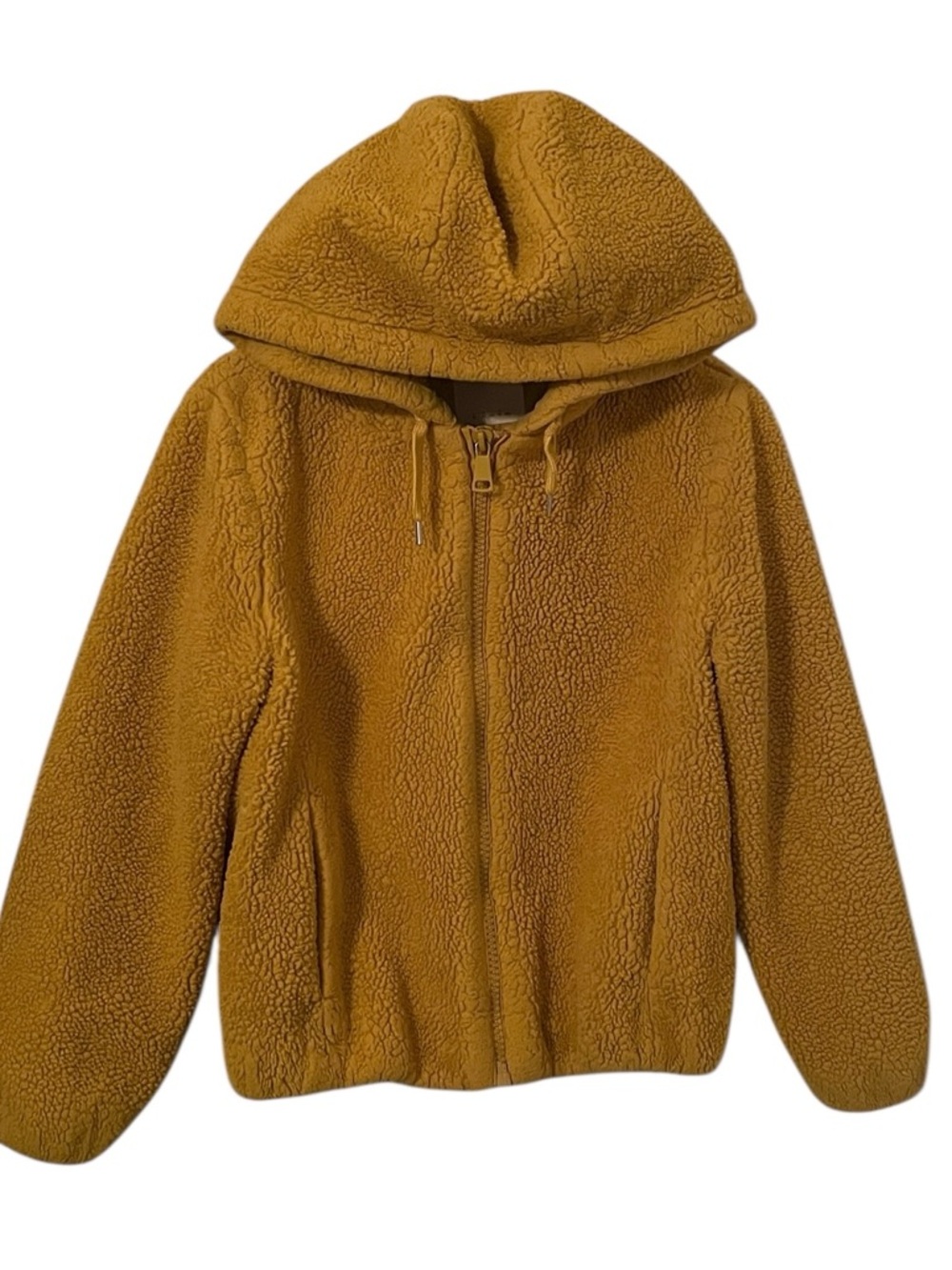 Esprit Women's Mustard Yellow Sherpa Full Zip Hooded Jacket Size XL